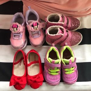 Lot of four pairs of toddler girls size 7 shoes